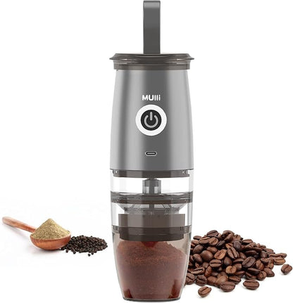 Mulli Upgrade Portable Burr Coffee Grinder,Electric Cafe bean Grind, Adjustable Burr Mill with 5 Precise Grind Setting for Drip/Espresso/French Presses