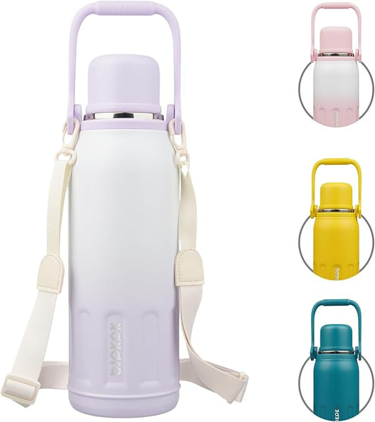 BJPKPK Insulated Water Bottle 50oz BPA Free Stainless Steel Water Bottles with Handle and Lid Travel Metal Thermal Flask,Purple Pearl