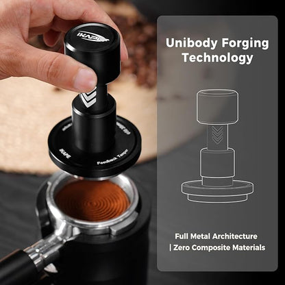 IKAPE 53.3MM V6 Impact Espresso Tamper with Sound Feedback, 15lb/30lb Interchangeable Springs, Espresso High Tamper with Triple-spring System, Fits 54mm portafilters