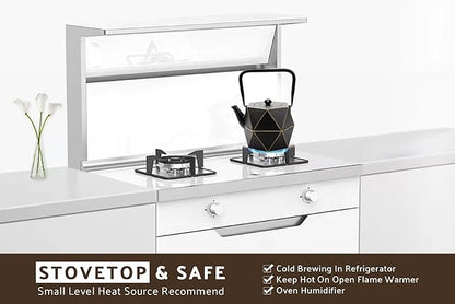 Toptier Cast Iron Teapot, Stovetop Safe Japanese Cast Iron Tea Kettle, Diamond Design Tea Pot with Removable Infuser for Loose Tea, 40 Ounce (1200 ml), Black