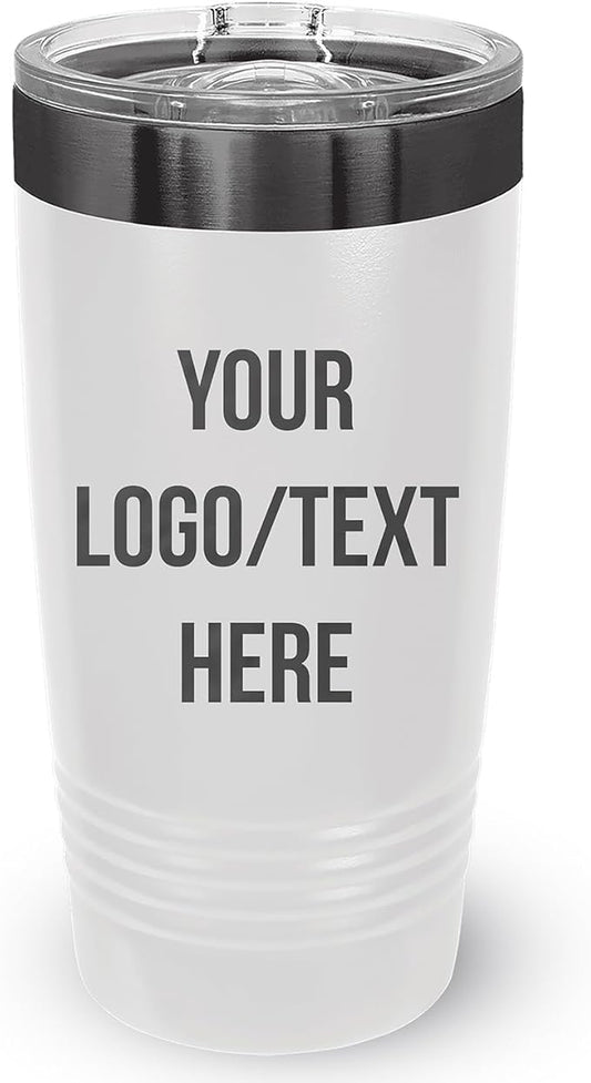 Stainless Steel Tumbler Personalized-Custom Engraved (White-Charcoal, 1 Count (Pack of One))