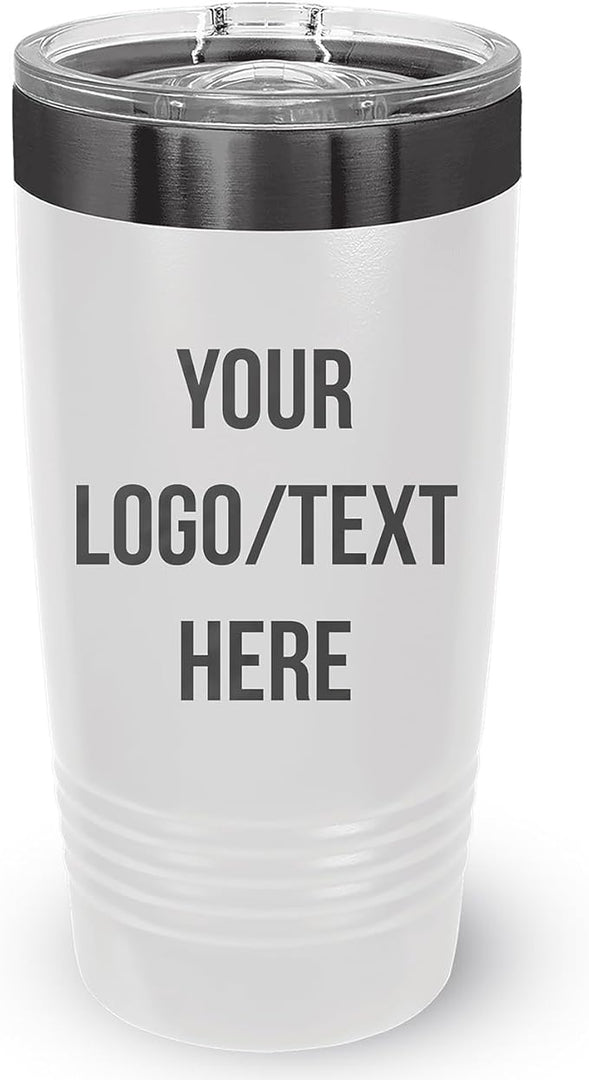 Stainless Steel Tumbler Personalized-Custom Engraved (White-Charcoal, 1 Count (Pack of One))