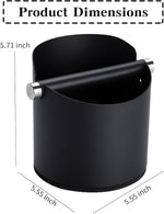 Load image into Gallery viewer, Italian Espresso Knock Box, Stainless Steel, with Detachable Tapping Rod and Anti Slip Rubber Base (Black, 800ml)