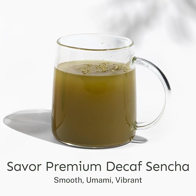 Yu Tea Decaf Organic Sencha Green Tea Powder, Instant Packets | Rich in Antioxidants, EGCG, & L-Theanine | Pure Japanese First Harvest Leaf | Caffeine-Free & Unsweetened | Single Serve Sticks, 30 Ct