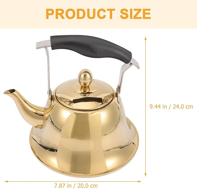 ERINGOGO 2L Whistling Tea Kettle Stovetop, Stainless Steel Teapot Water Kettle with Removable Tea Infuser, Mirror Polished Retro Tea Maker for Gas, Induction