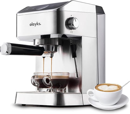 Espresso Machine 20 Bar, Brush Stainless Steel Espresso Maker with Milk Frother Steam Wand, 1400W Espresso Coffee Machine with 1.8L Removable Water Tank for Latte, Cappuccino,Machiato