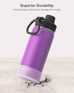 Load image into Gallery viewer, koodee Kids Water Bottle-16 oz Stainless Steel Double Wall Vacuum Insulated Water Bottle for School, Reusable Wide Mouth Sports Water Flask with Leakproof Spout Lid-BPA Free(Purple)