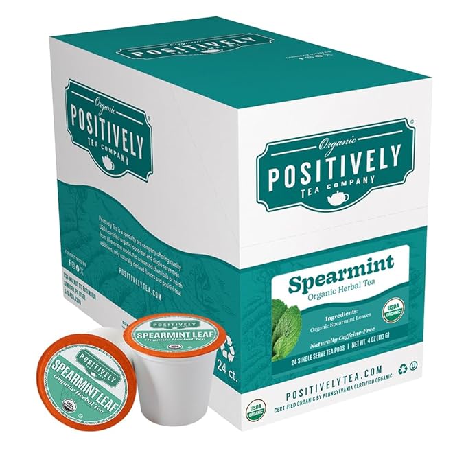 Organic Positively Tea Company, Spearmint Herbal Tea, K-Cup Compatible, 24 Pods