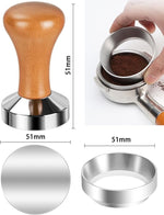 Load image into Gallery viewer, 51mm Espresso Tamper-Premium Barista Coffee Tamper Coffee Tamper Classic Series Stainless Steel Espresso Tamper Coffee Press Tool Tamper Espresso Handle Solid Wood 51mm Espresso Dosing Funnel