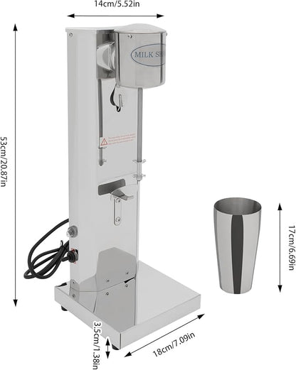 Electric Milkshake Maker Machine, 180W 2-Speed Milk Shake Mixer Machine with 22oz Stainless Steel Mixing Cup, Commercial Milkshake Blender & Drink Mixer for Home or Business(Silver)