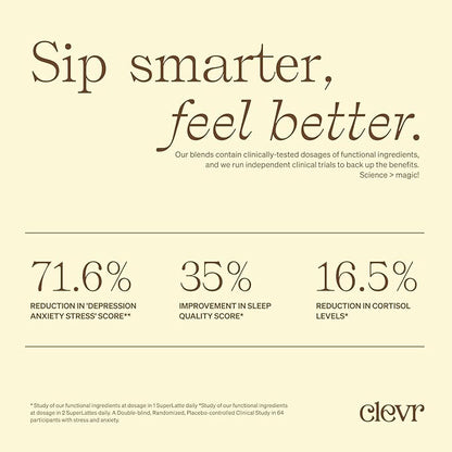 Clevr Blends Chai Tea Latte, Instant Superfood Powder Blend with Oat Milk, Lions Mane, Reishi Mushroom, Black Tea, Organic Spices, Coconut Cream, Ashwagandha, Oprah’s Favorite Things 2022, (30 Lattes)