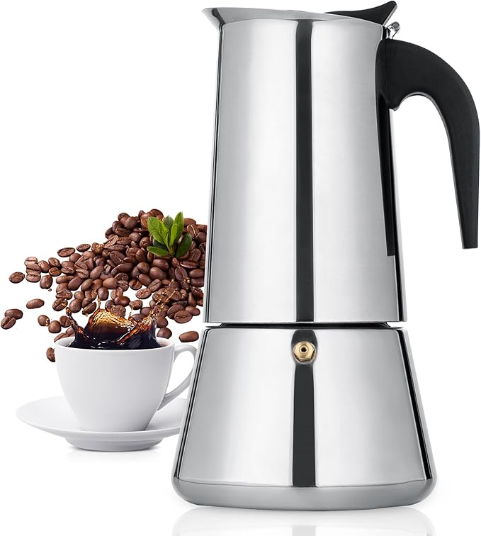 Stovetop Espresso Maker, 12 cup Moka Pot, Italian Coffee Maker Percolator, Stainless Steel Espresso Pots, 600ml/20oz(Espresso Cup=50ml/1.7oz) Coffee Pot Cafe Maker for Induction Cookers, Hobs