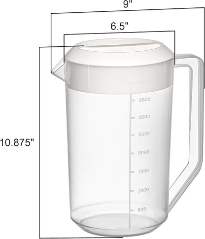 Amazing Abby - Kitchen Party - 4-Quart Plastic Pitcher (1-Pack), Unbreakable Water Pitcher with Lid, BPA-Free, Heat-Resistant, Dishwasher-Safe, Great for Both Iced and Hot Drinks, Indoors and Outdoors