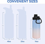 Load image into Gallery viewer, DOMICARE 16 oz Water Bottle for School Stainless Steel Double Wall Vacuum Insulated Water Bottle with Straw lids &amp; Spout Lid, Leakproof BPA Free (Blue/Pink,4)