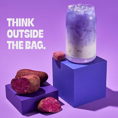 Tea Drops 30 Bulk Pack Organic Ube Bagless Tea - Loose Leaf, Lightly Sweetened, On-The-Go. Plastic-Free - Iced or Hot