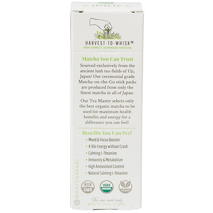 Matcha Green Tea Powder Single Serving Sticks, Dr. Weil's Ceremonial Organic Matcha Powder Singles Packets - Individual Tea Packets (6)