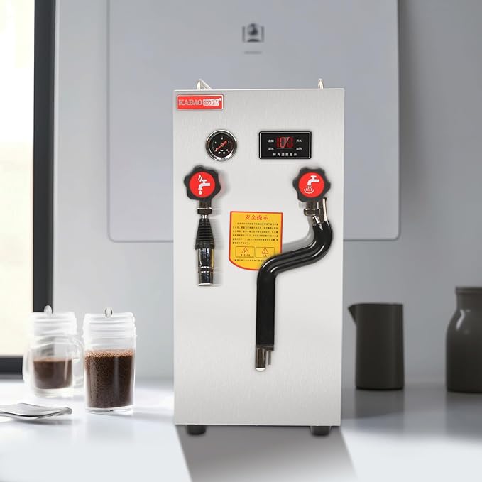 Commercial Milk Frother, 2500W 8L Multi-Purpose Full-Automatic Steam Boiling Water Frothing Machine w/LCD Display for Coffee Bubble Tea Milk Tea