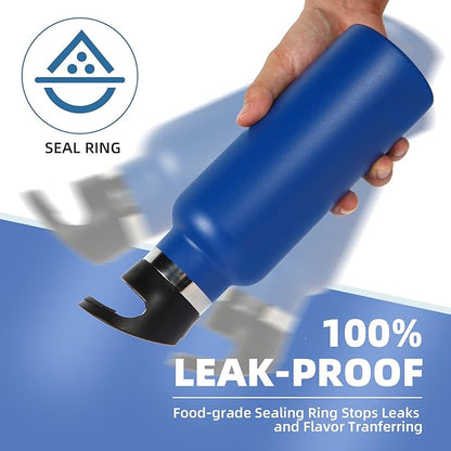 Volhoply 17oz Insulated Water Bottle Bulk 8 Pack,Stainless Steel Kids Water Bottles with Straw Lid,Double Wall Vacuum Metal Water Bottle,Reusable Sports School Flask Keep Cold (Navy,8 Set)