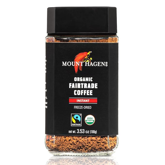 Mount Hagen 3.53oz Organic Freeze Dried Instant Coffee - 2 pack | Eco-friendly Coffee Made From Organic Medium Roast Arabica Beans | Fair-Trade Coffee Instant [2 x 3.53oz Jar]