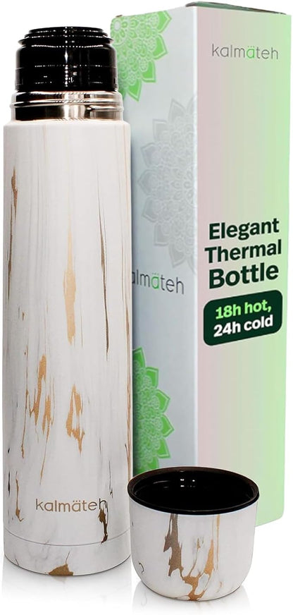 KALMATEH Modern & Elegant Double Walled Vacuum Insulated Stainless Steel Thermo Bottle 1000 ml, Precise Pouring & Heat Retention For Yerba Mate, Coffee, Tea, and Camping