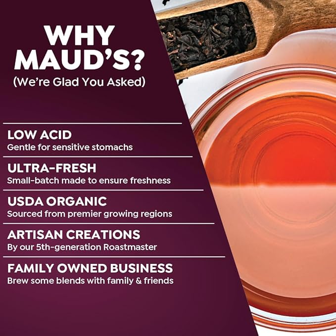 Maud's Organic English Breakfast Black Tea Pods, 48 ct, Recyclable Single Serve Pods – 100% Gourmet Blended Tea Leaves, Compatible with Keurig K Cups Maker