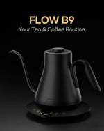Load image into Gallery viewer, Cocinare FLOW B9 Gooseneck Electric Kettle, Precise Temperature Control for Pour-Over Coffee &amp; Tea Brewing, Stainless Steel Interior, Rapid Heating for Boiling Water, 1500W/0.9L Matte Black