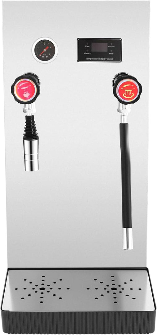 8L/ 2.1Gal Commercial Milk Frother, 110V 2500W Steam Boiling Water Frothing Machine with LED Display, Stainless Steel Milk Foam Maker for Tea/Coffee Shop, Bar