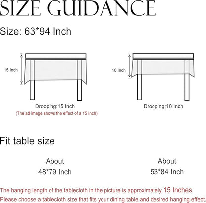 Designer French Long Rectangular Tablecloth,Linen Orange Floral Pattern Indoor Table Cloth,Wrinkle Resistant Decor Table Cloth for Dining Thanksgiving Kitchen Party,63"*94"-Alvarado D