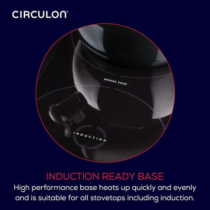 Circulon Enamel on Steel Whistling Teakettle/Teapot With Flip-Up Spout, 2 Quart - Black