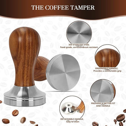 Y-Step 23 PCS Coffee Tamper Set, Espresso Accessories Kit Barista Kit, with Espresso Tamper 51mm, Coffee Stirrer, Frothing Pitcher, Tamper Mat, Latte Art Pen, Sandalwood Tamper for Espresso Machine