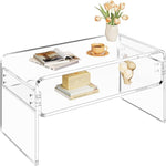 Load image into Gallery viewer, 2-Tier Acrylic Coffee Table, Side End Table with Storage Shelf, Modern Center Table for Living Room, Office, Bedroom, Home Small Space, Easy Assembly (Clear)