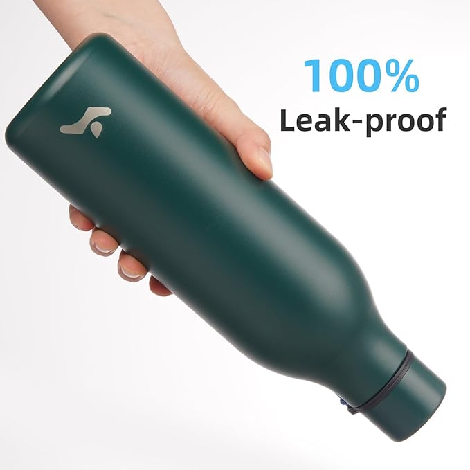 Insulated Water Bottle with Strap,25 oz Double Wall Stainless Steel Vacuum Bottles Metal Water Flask,Army green