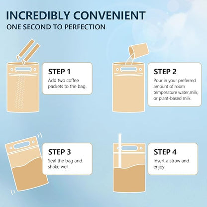 Instant Coffee Packets Single Serve, Medium Roast Sugar Free & Low Caffeine Instant Coffee Gifts 14 Packets for One Week Fitness Holiday Travel Coffee On the Go, 100% Arabica Black Coffee Beans Instant Powder Packs