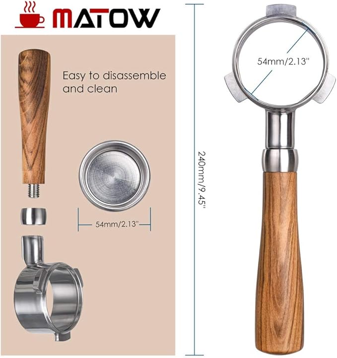 54mm Bottomless Portafilter Compatible with Breville Barista Series and Machines (Filter Basket Included)