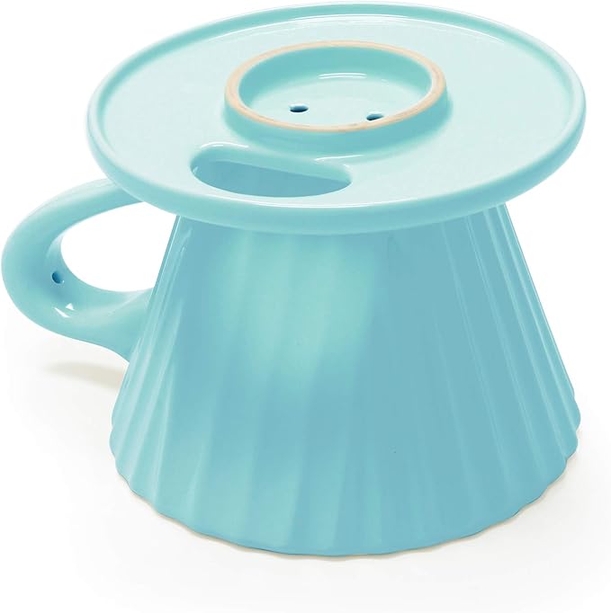 Chantal "Lotus" ceramic pour over coffee dripper, 8 ounces, Aqua