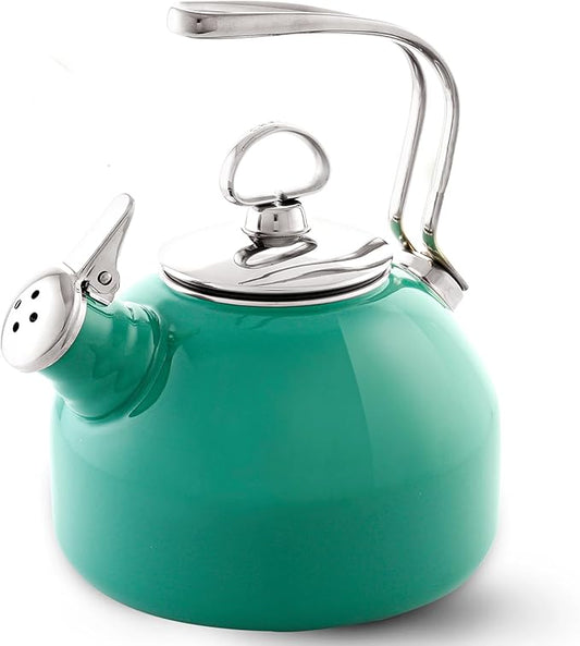 Chantal Classic Teakettle, 1.8 QT, Enamel On Steel, 2-Tone Harmonica Whistle, Rapid Boil and Even Heating (Spearmint)