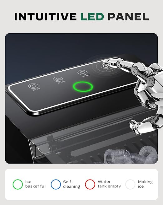 Silonn Boost Ice Maker with Innovative 2.5L Ice Basket & 1.8L Water Tank, 9 Bullet Ice Cubes in 6 Mins, Countertop Ice Maker with LED Touch Control, Self-Cleaning Ice Machine, 2 Ice Sizes