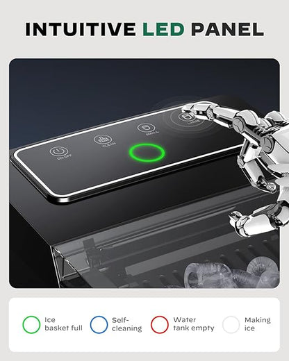 Silonn Boost Ice Maker with Innovative 2.5L Ice Basket & 1.8L Water Tank, 9 Bullet Ice Cubes in 6 Mins, Countertop Ice Maker with LED Touch Control, Self-Cleaning Ice Machine, 2 Ice Sizes