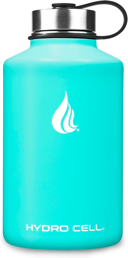 HYDRO CELL Stainless Steel Insulated Water Bottle with Straw - For Cold & Hot Drinks - Metal Vacuum Flask with Screw Cap and Modern Leakproof Sport Thermos for Adults (Teal 64oz)