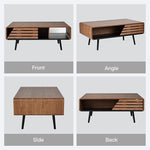 Load image into Gallery viewer, Wood Rectangle Coffee Table with Storage, Mid Century Modern Coffee Table, Living Room Center Table for Home, Apartment, Office, Walnut/Black