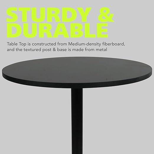 Pearington Santina, Single Round Cocktail Bar, Pub, and Bistro High Top Table with Black Top and Base