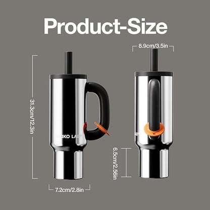 BaWang Insulated Stainless Steel Tumbler | Tumbler with Handle and Straw 33oz | Cup Holder Friendly for Travel | Leakproof Water Bottle | BPA-Free | 316 stainless steel liner| Silver