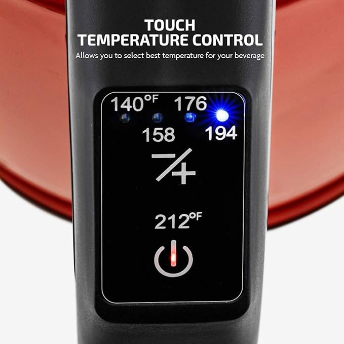 OVENTE Electric Kettle, 1.7L Stainless Steel Water Boiler and Heater with 1100W Power, Temperature Control, Keep Warm Function, Auto Shut-Off, Boil-Dry Protection and Cordless Serving, Red KS58R