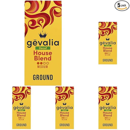 Gevalia Decaf House Blend Medium Roast Ground Coffee (12 oz Bag) (Pack of 5)