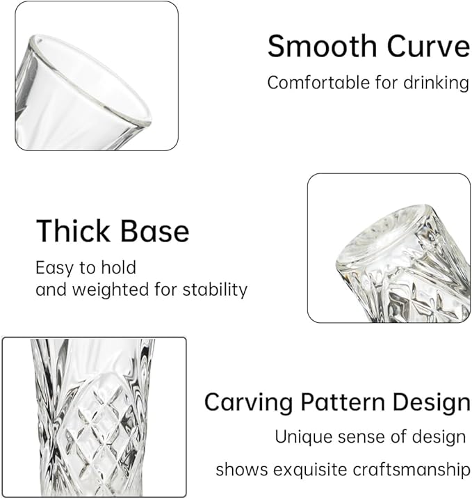 BCnmviku 2Pack Shot Glasses 65ML/2.2OZ Tequila Glasses Heavy Base Cordial Glasses