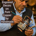 Load image into Gallery viewer, Vintage Copper Turkish TeaPot Tea Kettle Pot for Stovetop Stove Top Infuser Decorative Fancy Arabic Moroccan Party Serving Kitchen Antique Handmade Women Floral Unique Style Gooseneck Gift Decor