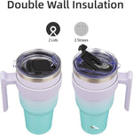 Load image into Gallery viewer, 40 oz Tumbler with Handle and 2 Straw 2 Lid, Insulated Water Bottle Stainless Steel Vacuum Cup Reusable Travel Mug, Lavender Green