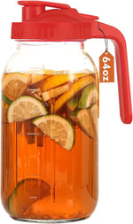 Load image into Gallery viewer, Glass Pitcher with Lid, 64 OZ Mason Jar Pitcher Double Leak Proof, 2 Quart Breast Milk Storage Containers for Fridge, Wide Mouth Glass Jar for Sun Tea, Juice, Cold Brew Coffee