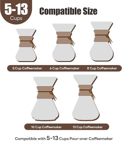 200ct Pre-folded Unbleached Cone Coffee Filters, Upgraded 30% Natural Thicker Paper for Pure Taste, Compatible with Pour-Over Coffee Makers