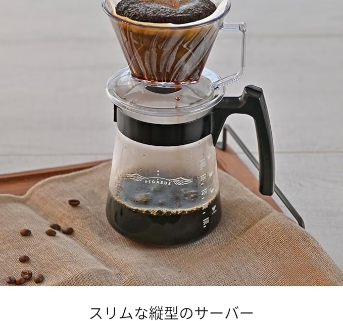 HARIO PES-02-B Pegasus Server, 600 Microwave-Safe, 20.1 fl oz (600 ml), 2-5 Cups, Black, Made in Japan